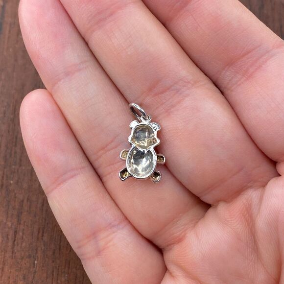 Vintage 925 Sterling Silver Teddy Bear Stuffed Animal Pendant Bracelet Charm - Picture 2 of 3